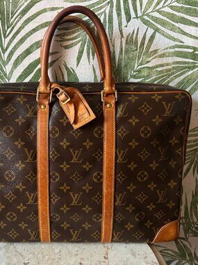 Vintage Louis Vuitton Monogram Porte-Documents Voyage Leather-Trim Briefcase